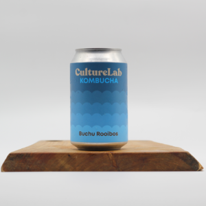 culture lab buchu rooibos can on a wooden board with a white background