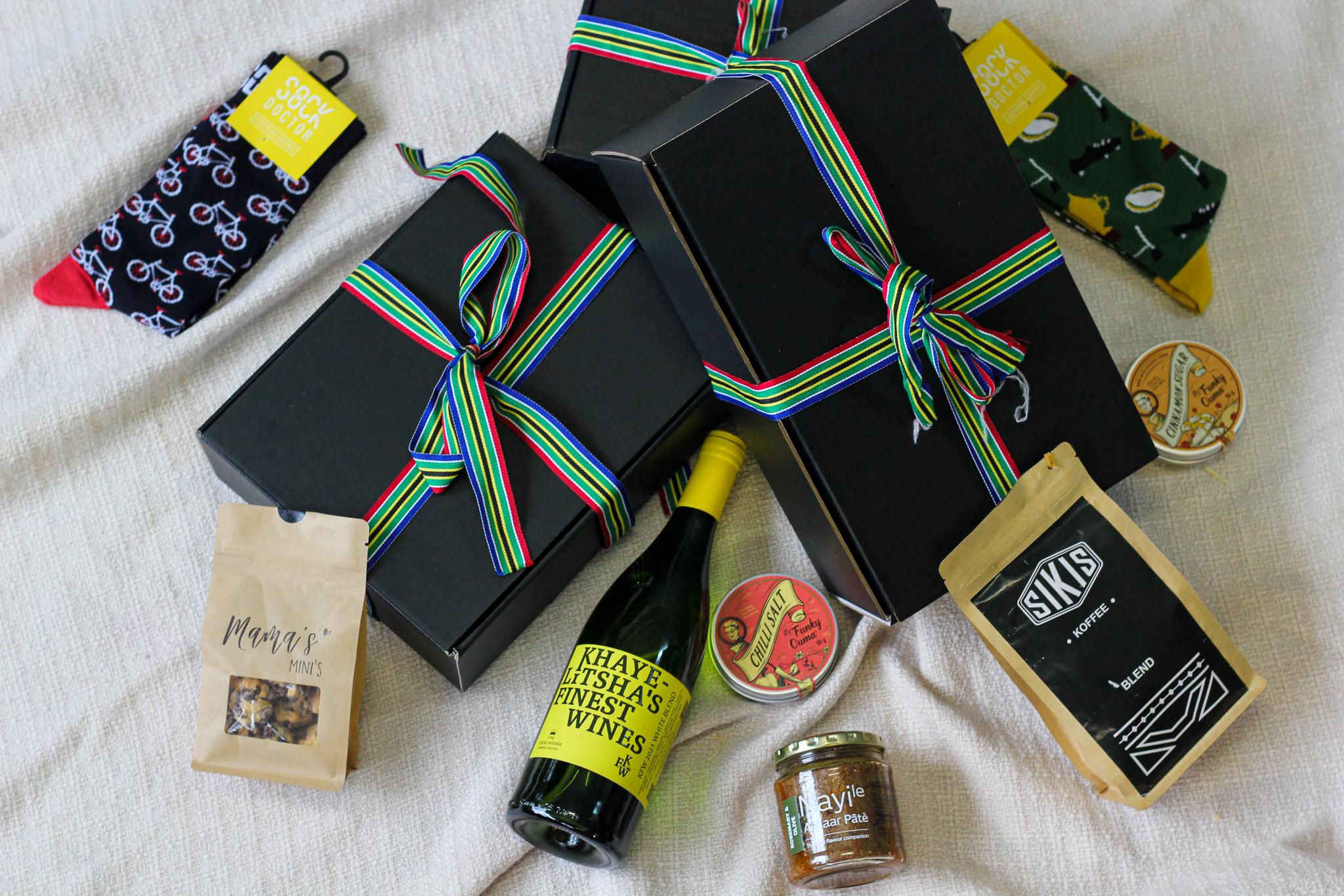 Gift Boxes made by Ground Culture with various South African products